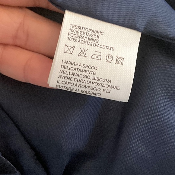 Luisa Spagnoli Women’s Blazer Silk Navy Blue Satin trims Suiting Tailoring Sz M - Picture 6 of 16